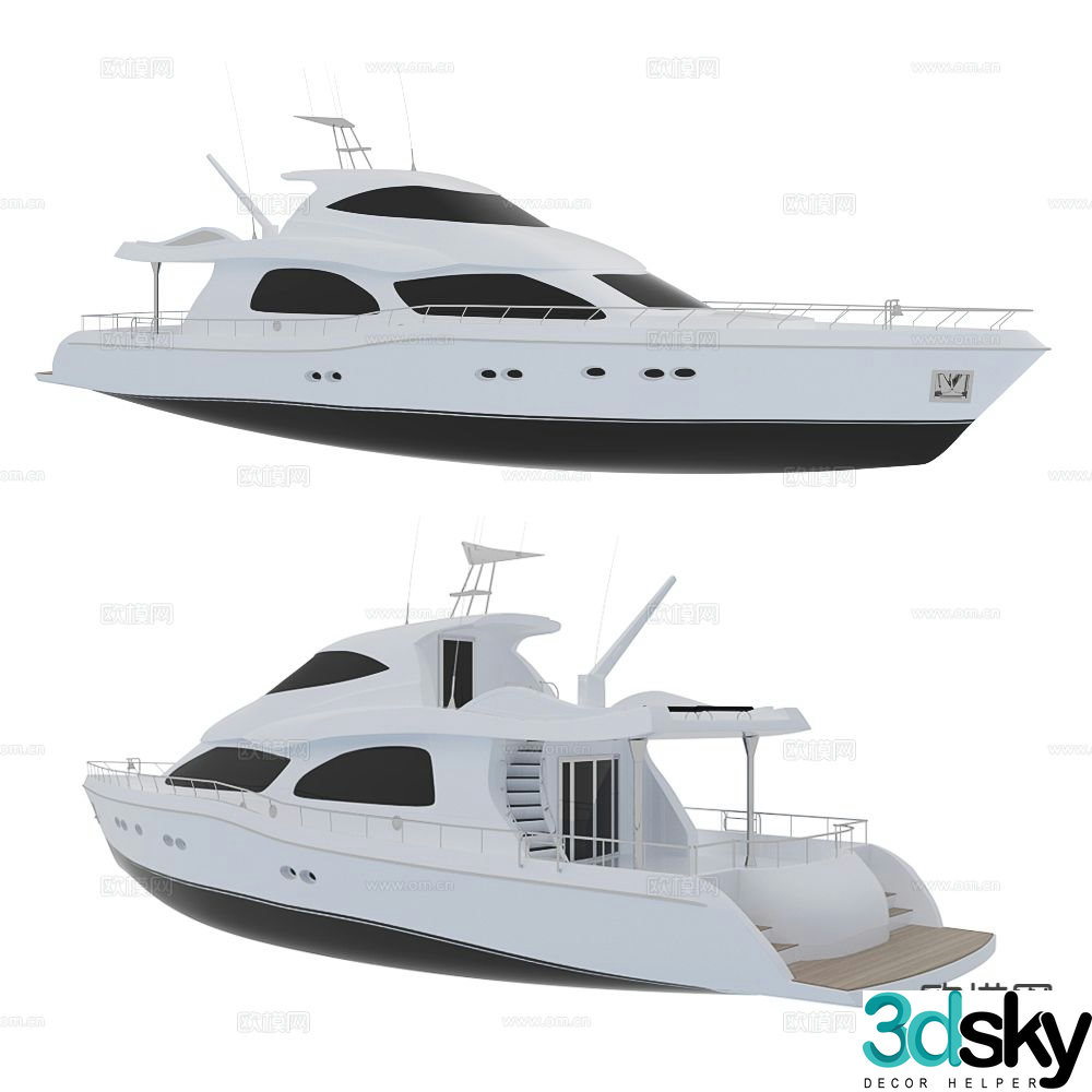modern boat yacht 3d model