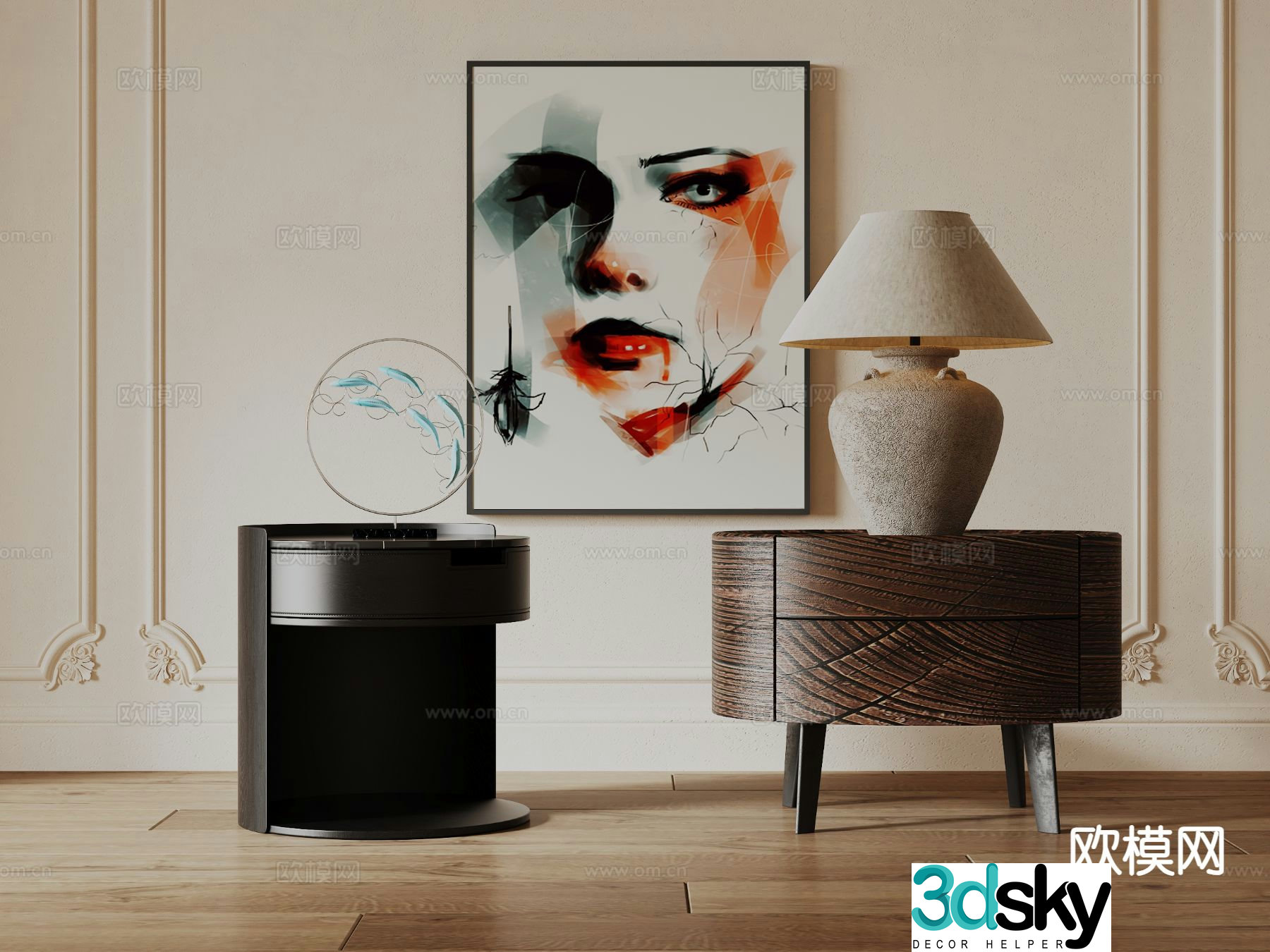 Medieval style bedside table 3d model