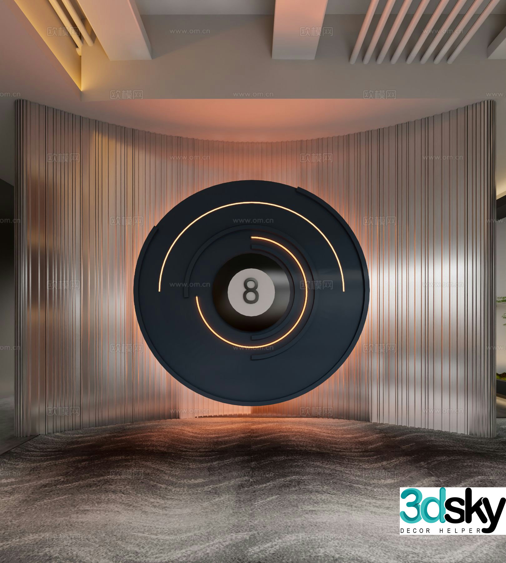 Modern billiard hall modeling wall 3d model