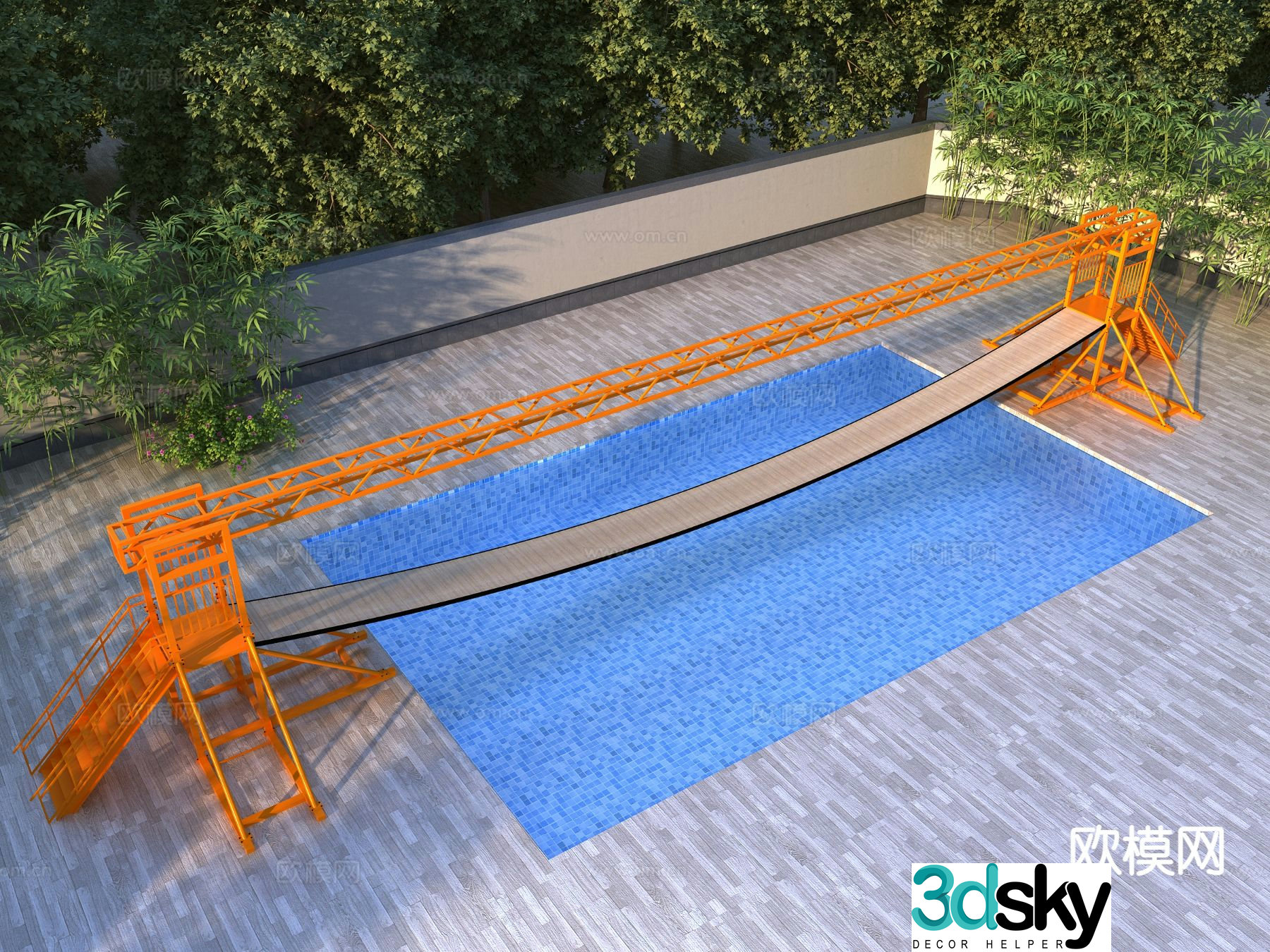 Modern swing bridge bridge 3d model