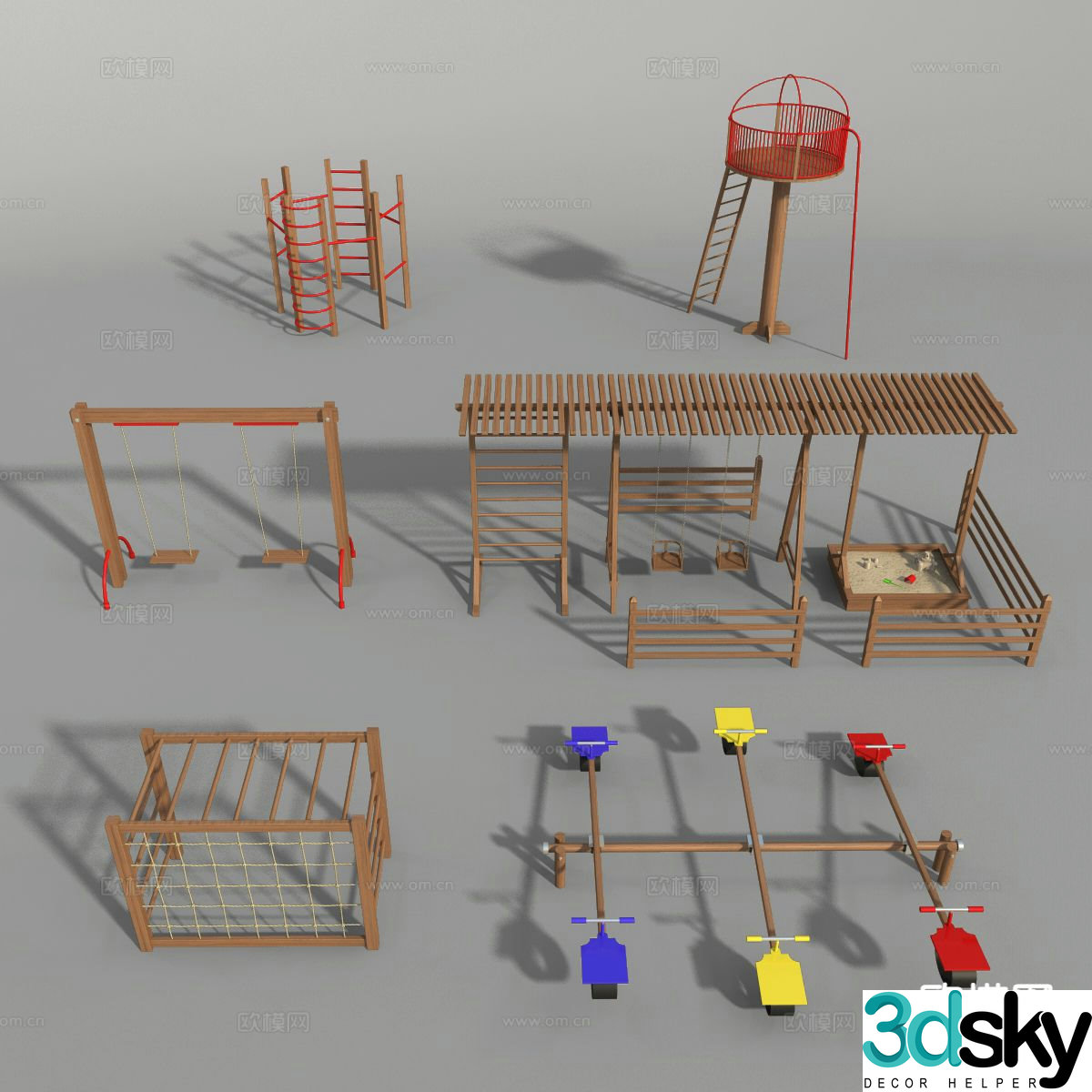Amusement equipment seesaw slide 3d model