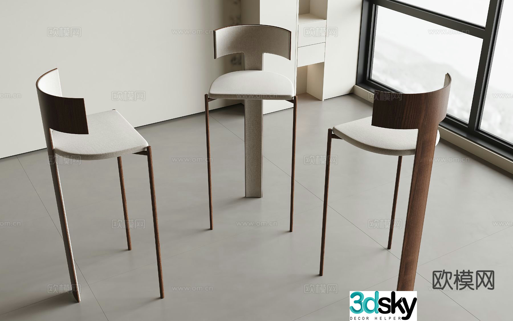 Medieval style bar stool bar stool high chair 3d model