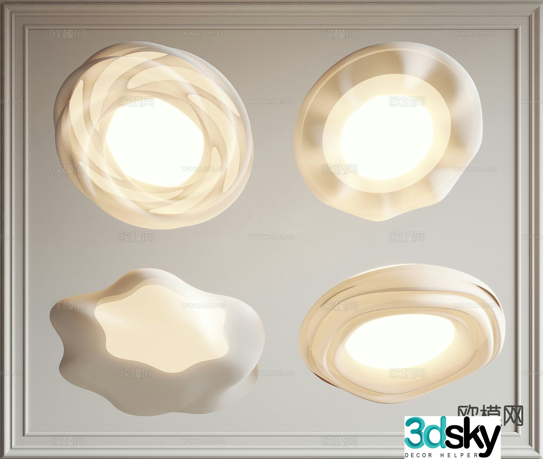 Modern ceiling lamp geometric ceiling lamp cloud lamp 3d model