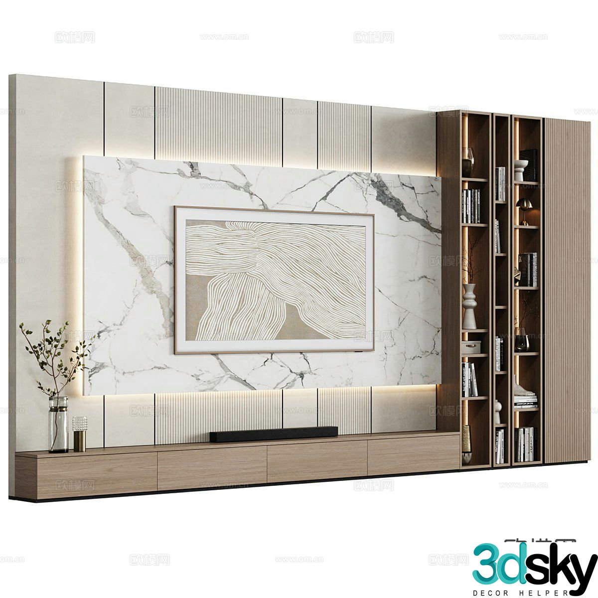 Modern TV background wall 3d model