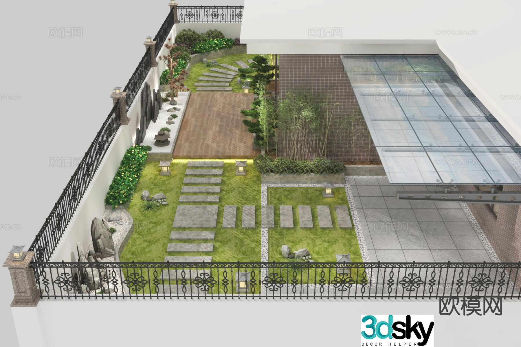 Courtyard landscape garden 3d model