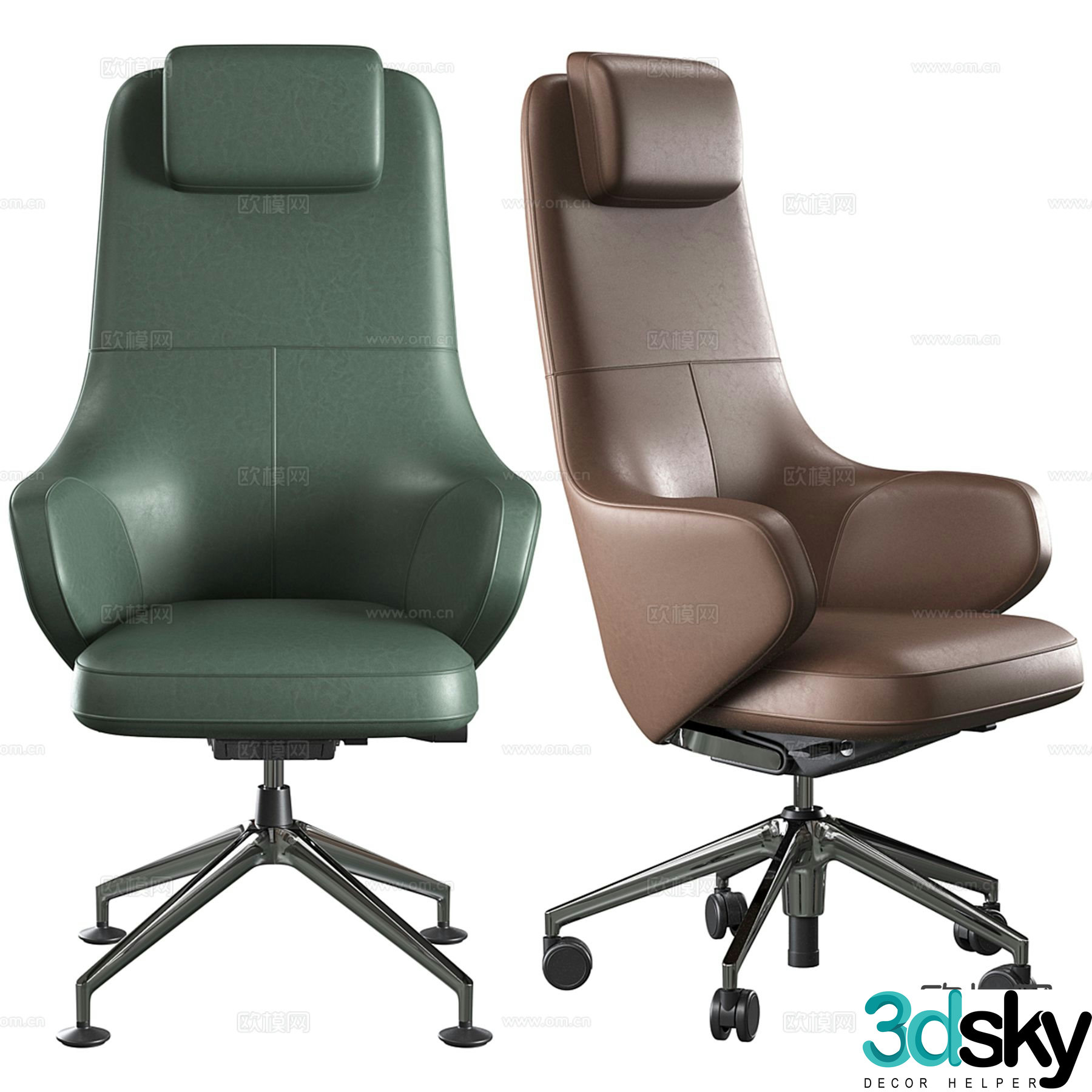 Leather office chair shift chair staff chair 3d model