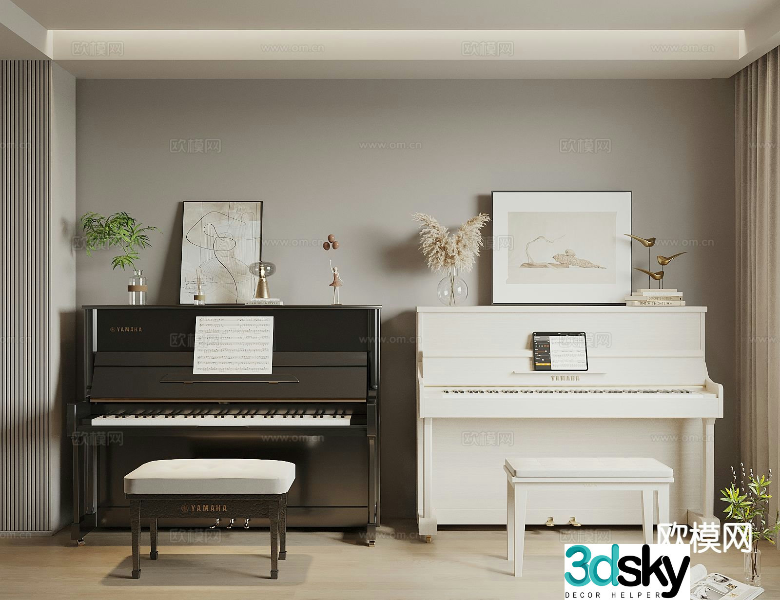 upright piano 3d model