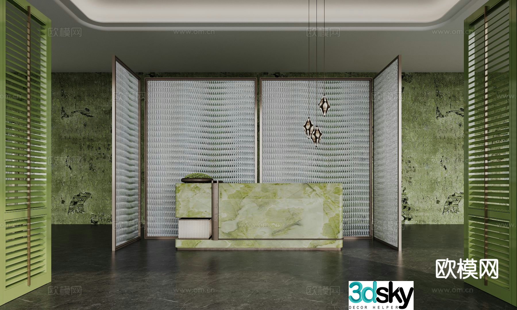Modern front desk reception desk 3d model