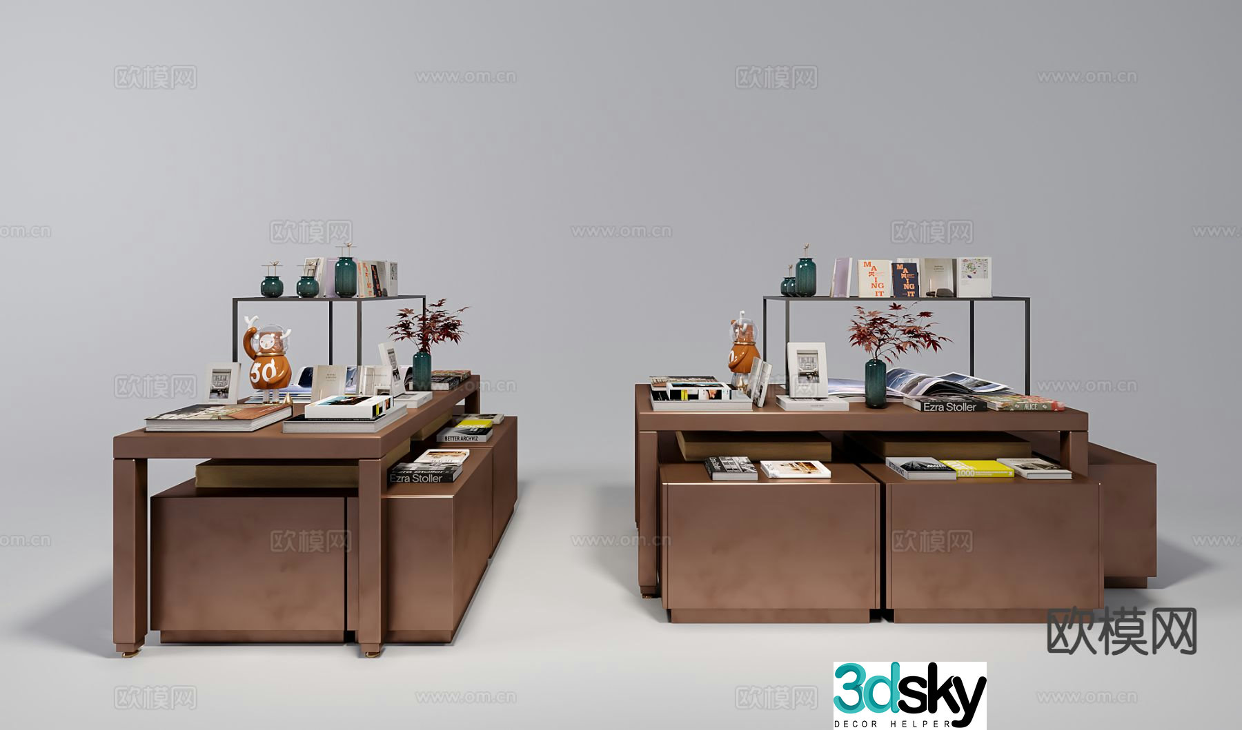 Modern bookstore booth 3d model