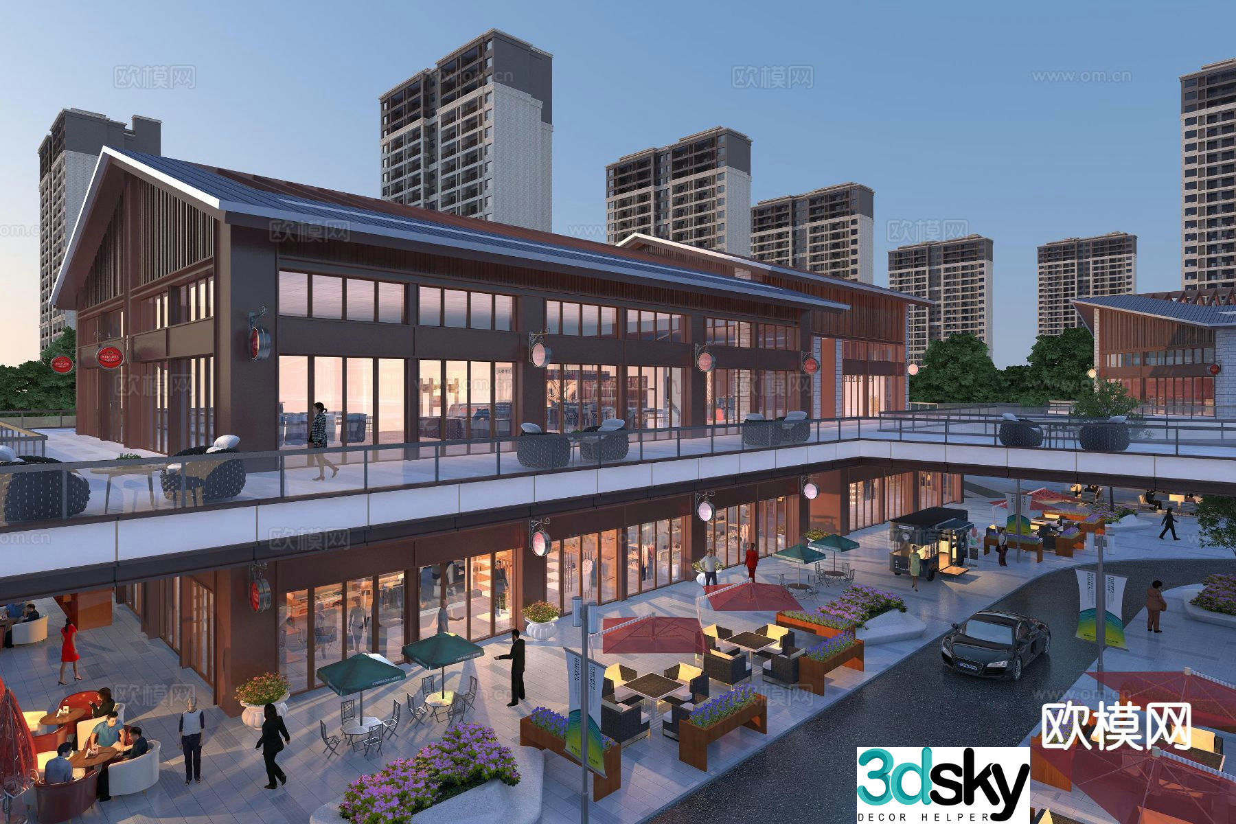 New Chinese style commercial street pedestrian street 3D model