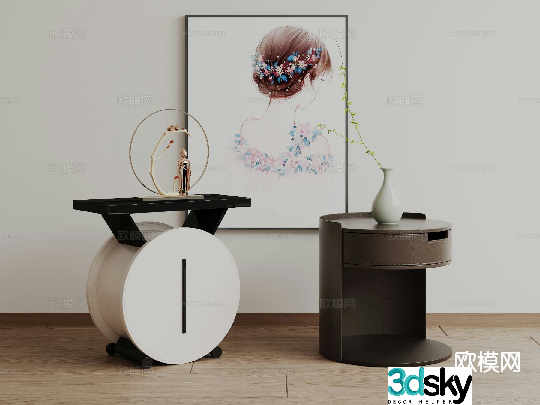 Stylish bedside table 3d model