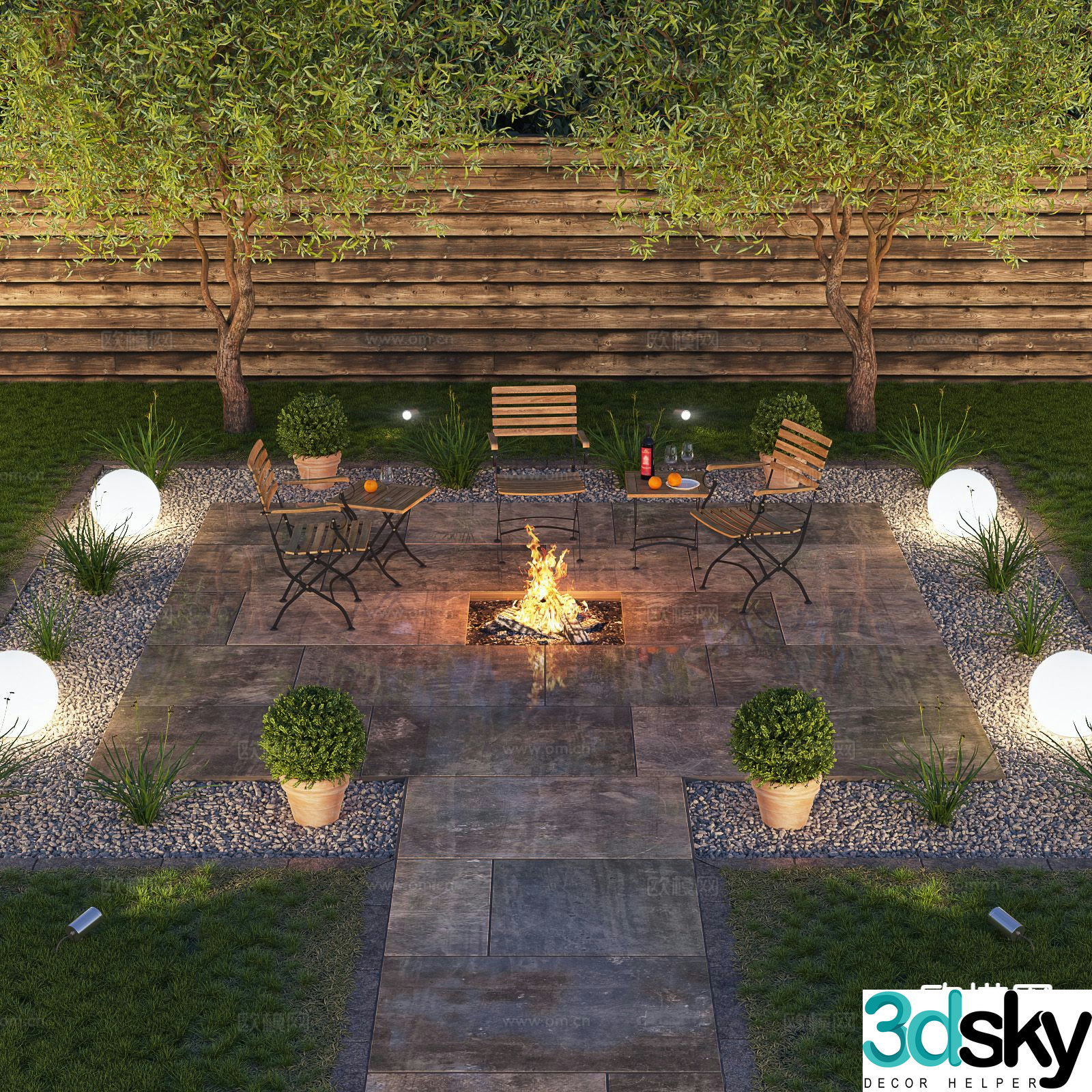 Modern courtyard landscape garden landscape 3d model