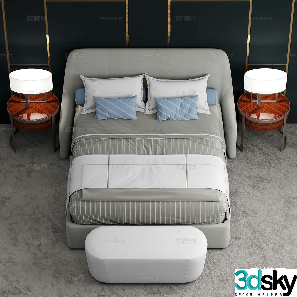 Modern double bed 3d model