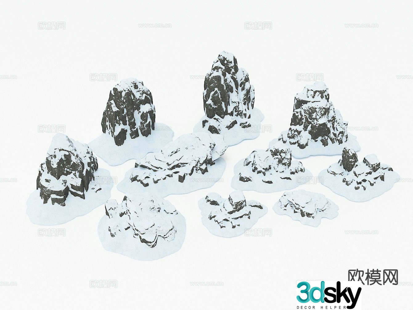 stone snow mountain stone scenery stone 3d model