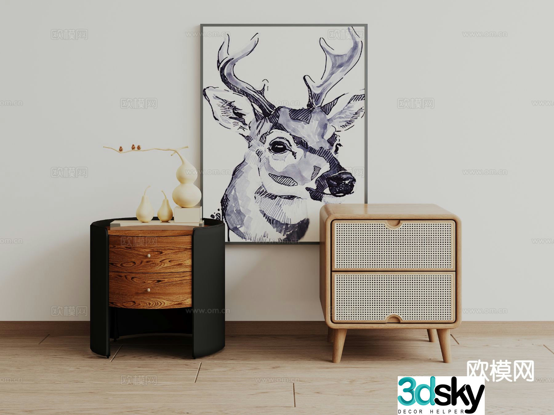 wabi-sabi bedside table 3d model