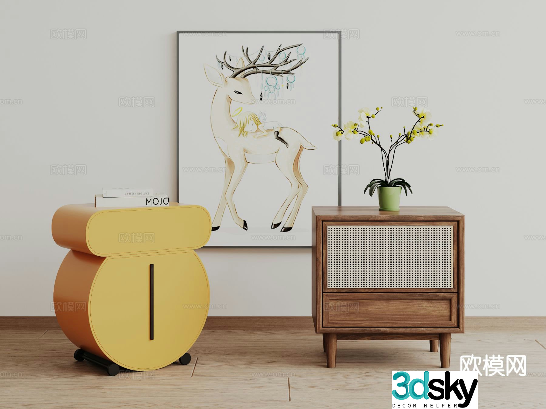 Modern bedside table 3d model