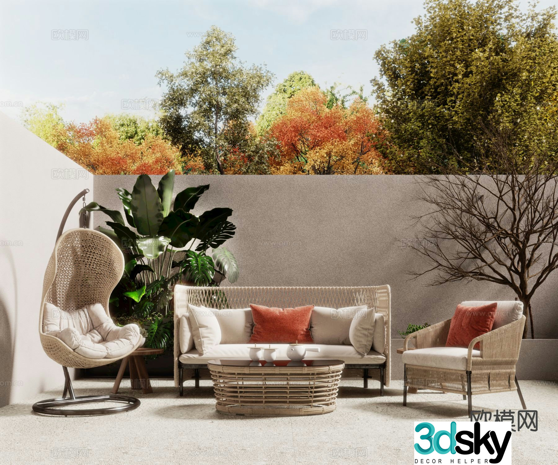 Outdoor sofa modular sofa 3d model