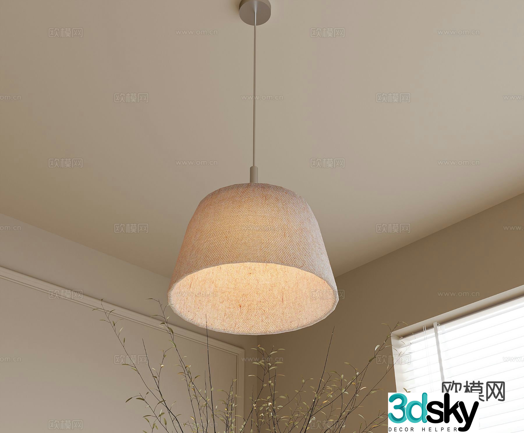 Creamy Chandelier Lamp Shade Chandelier 3D Model