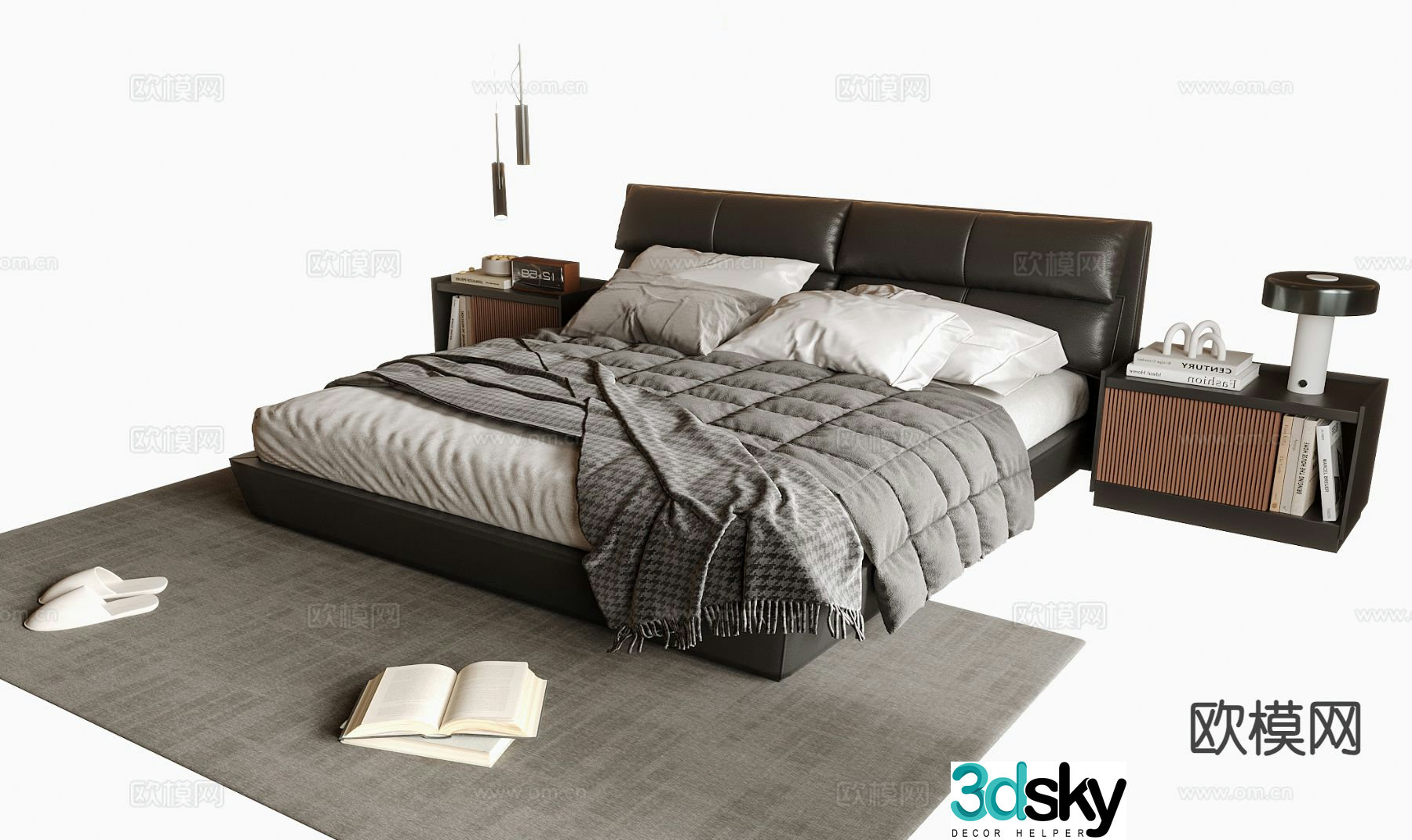 Italian double bed 3d model