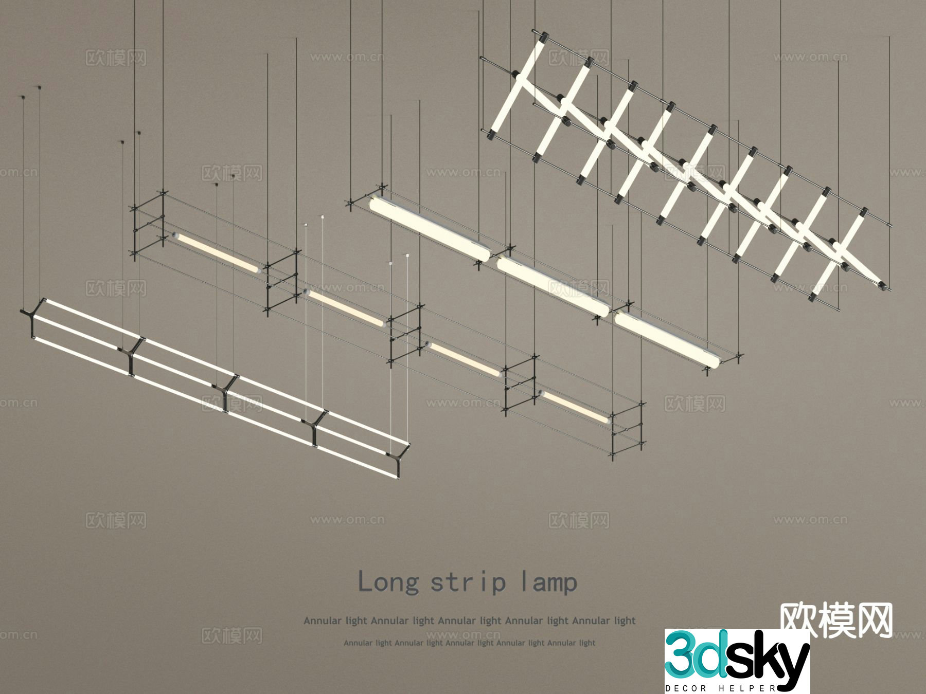 Long chandelier Mazar lamp 3d model