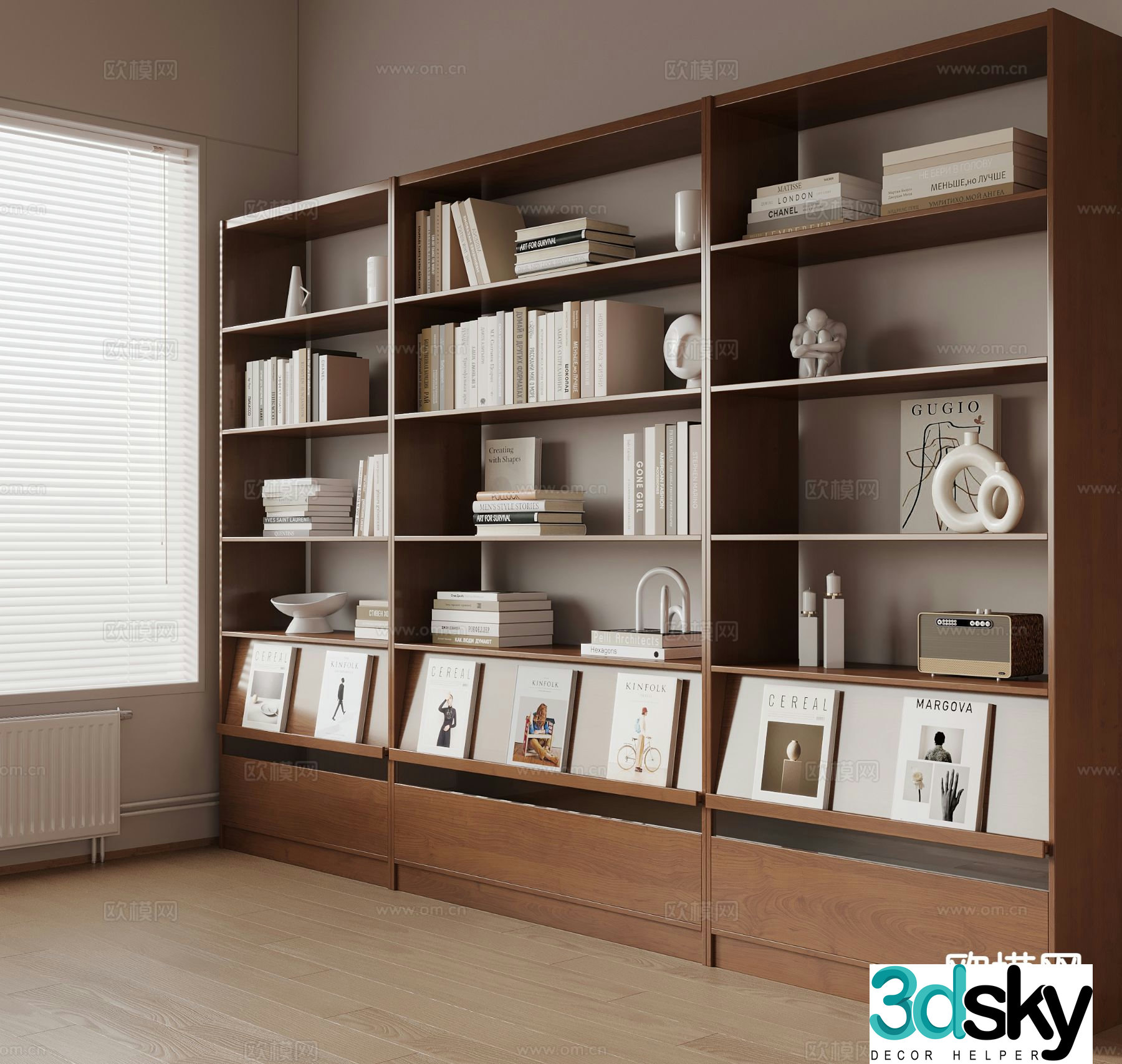Medieval style bookcase bookshelf 3d model