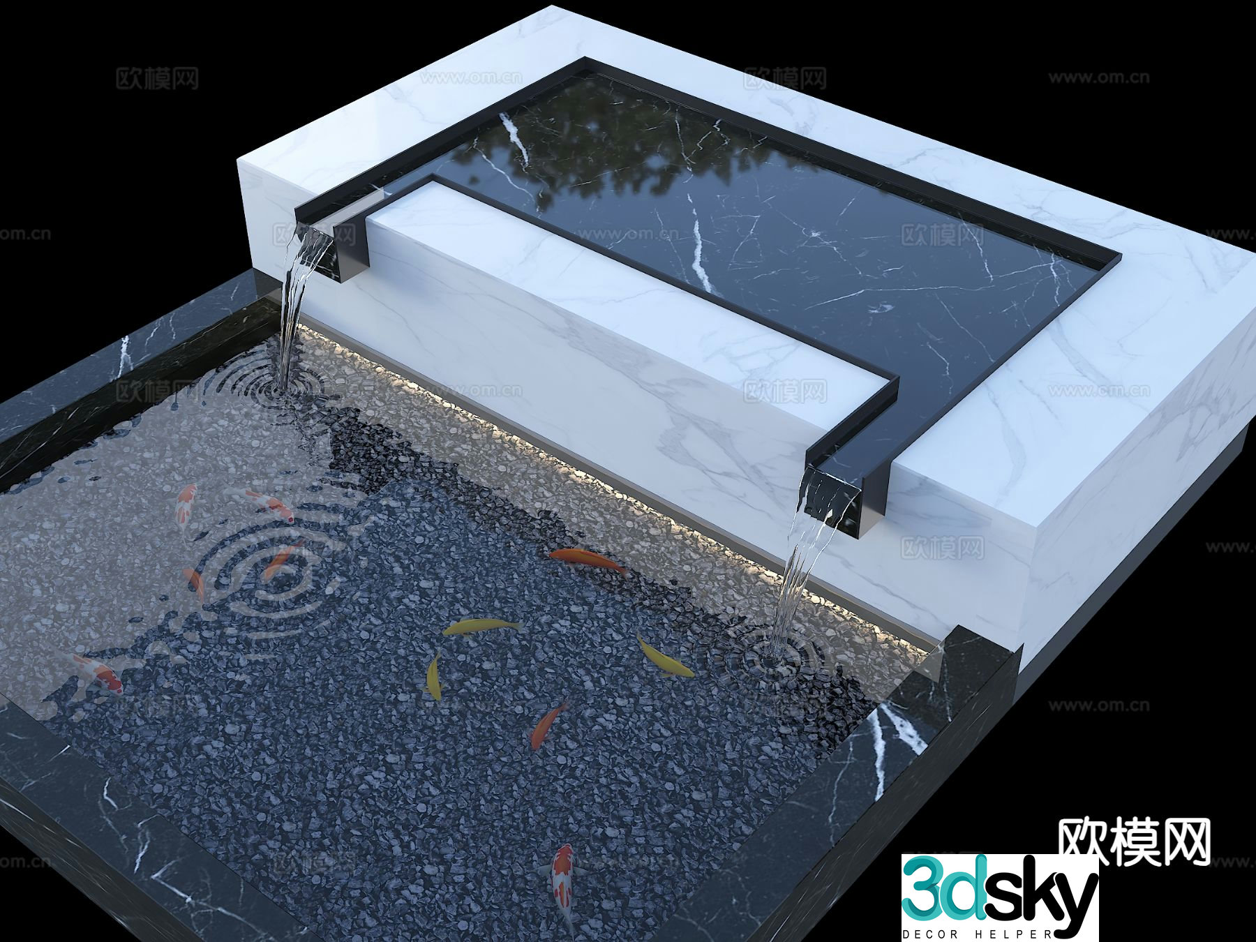 Modern landscape water feature 3d model