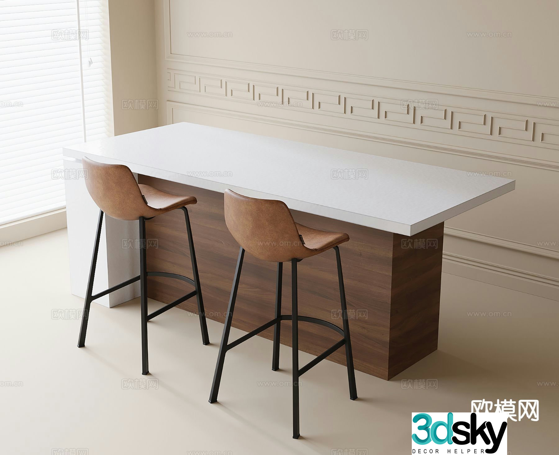 Bar counter island counter bar chair 3d model