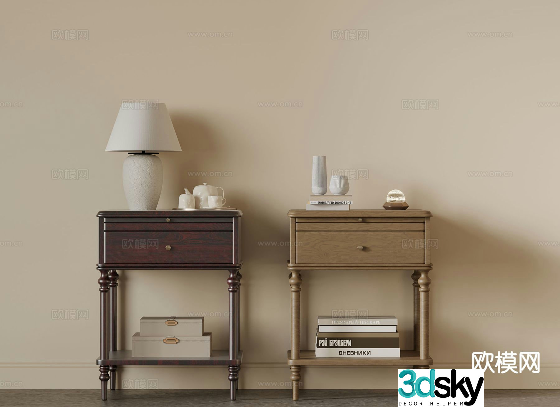 Medieval style bedside table 3d model