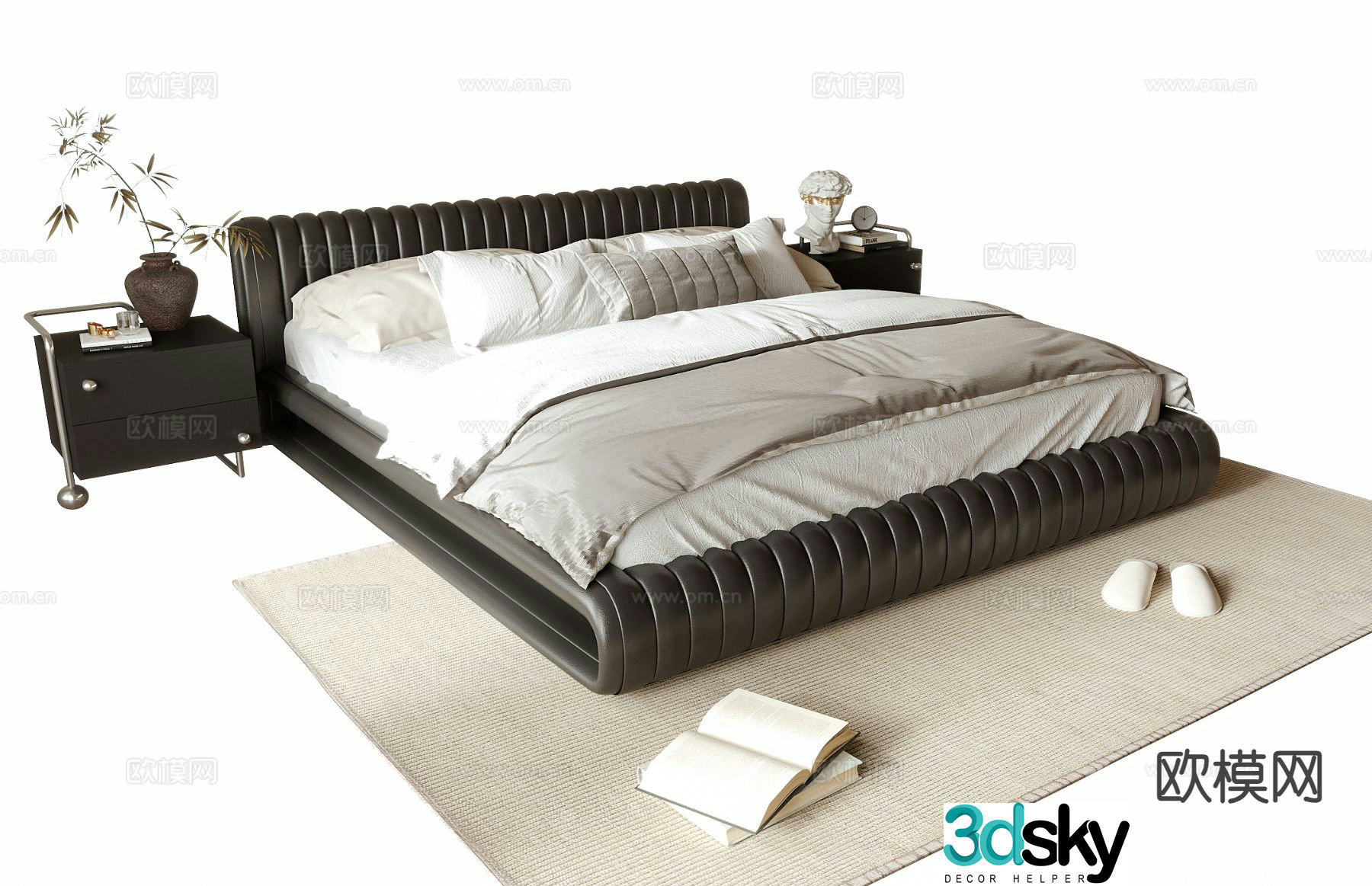 Italian double bed 3d model
