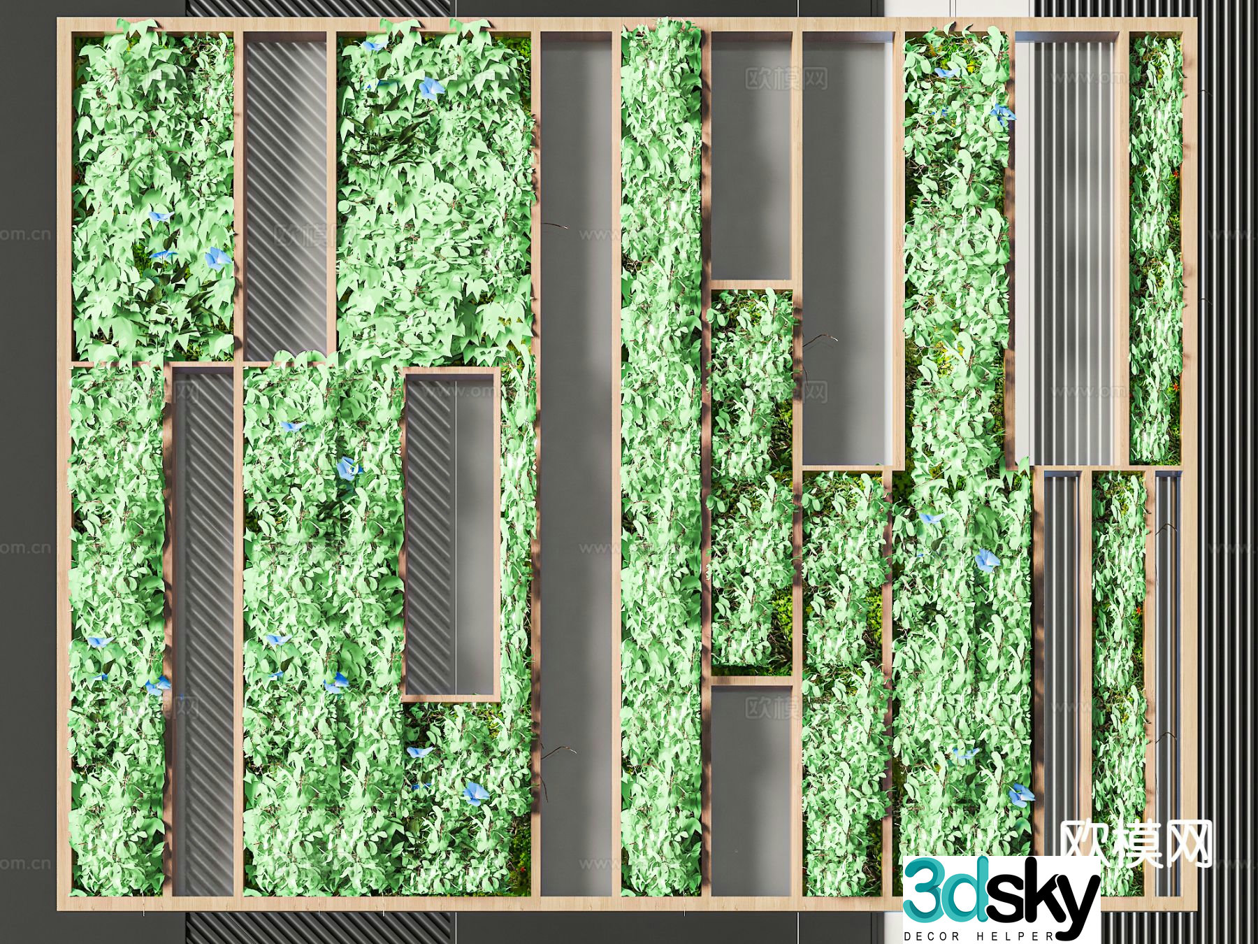 green plant wall plant wall 3d model