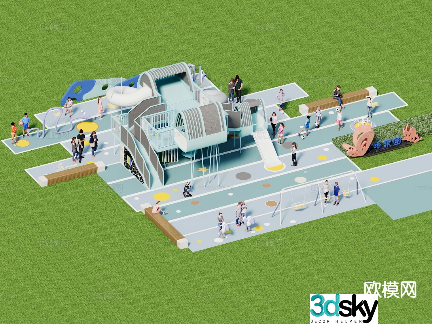 Amusement equipment slide 3d model