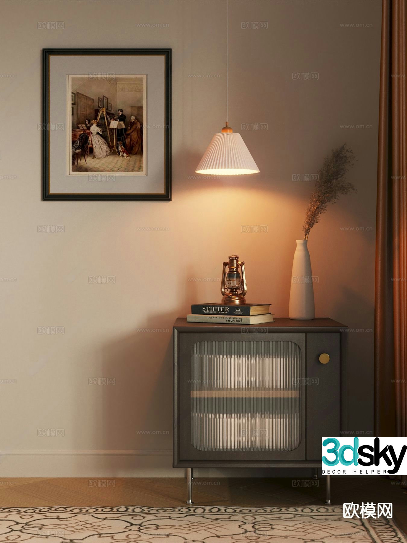 French bedside table 3d model