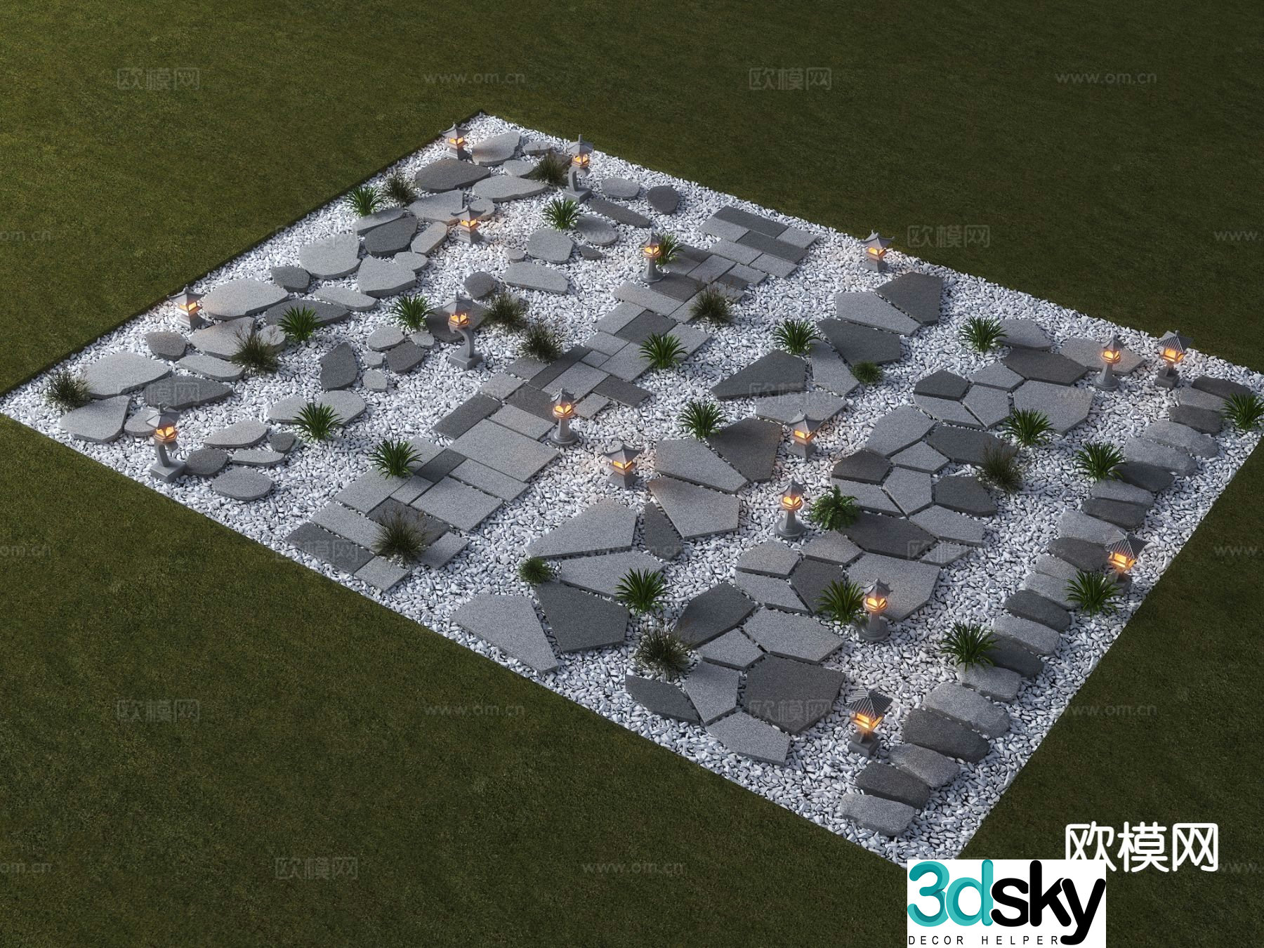 Old slate Tingbu sketch slate road tourist trail 3D model
