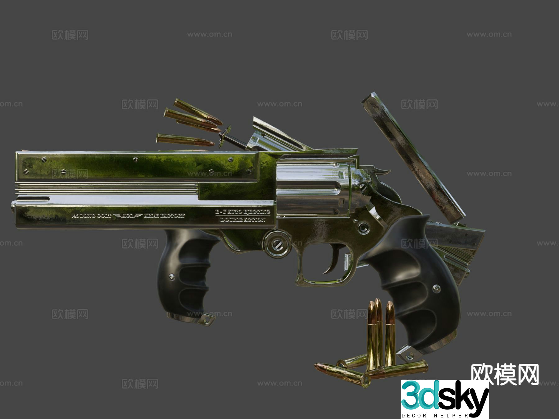 Weapons. Long Colt pistol gun 3d model