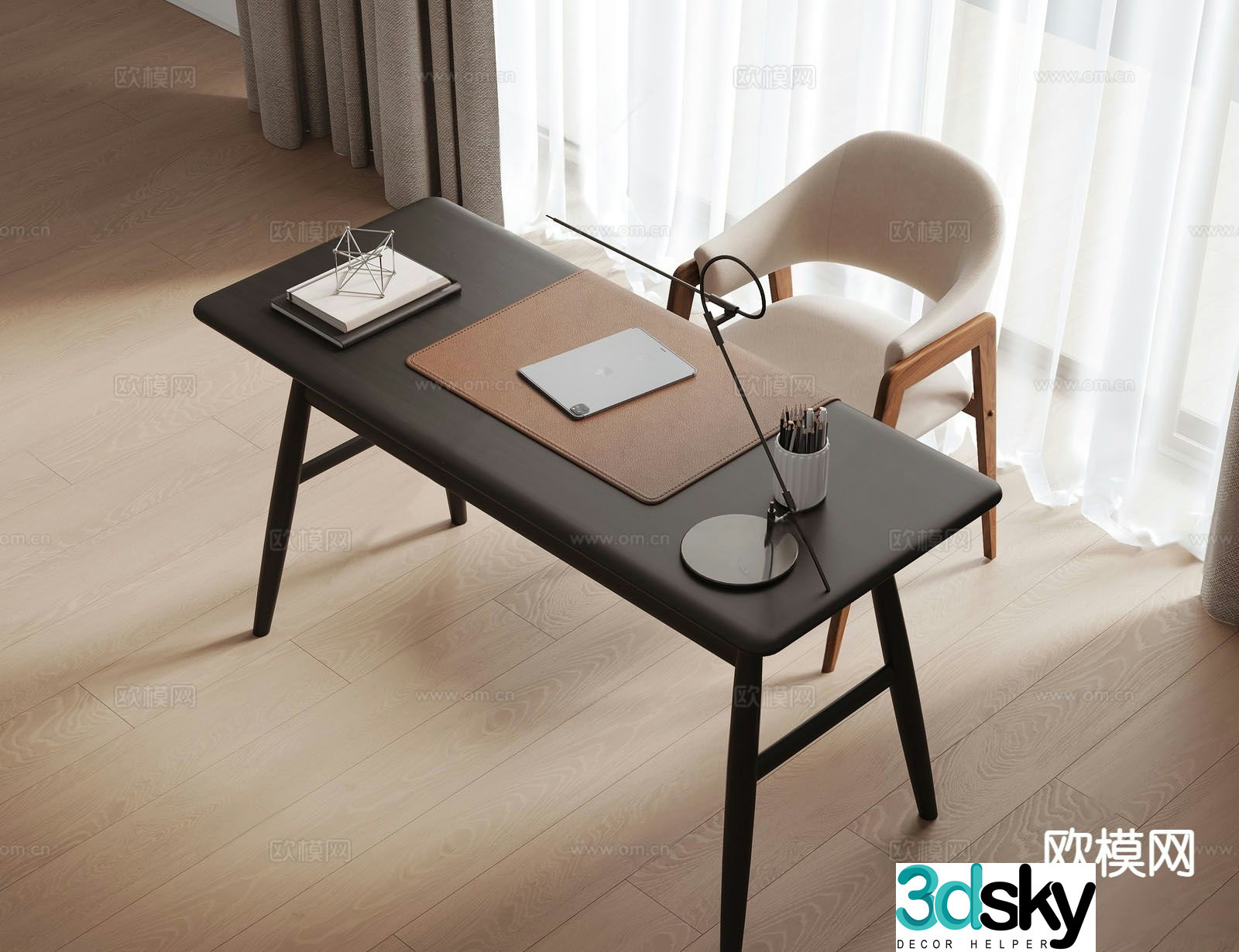 Medieval style desk writing desk 3d model
