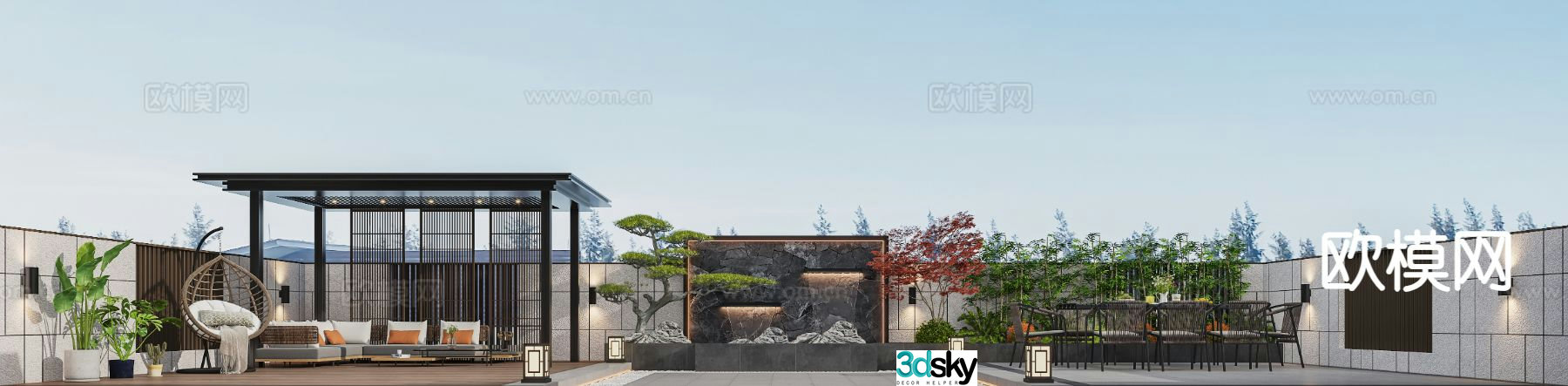 Courtyard landscape garden 3d model