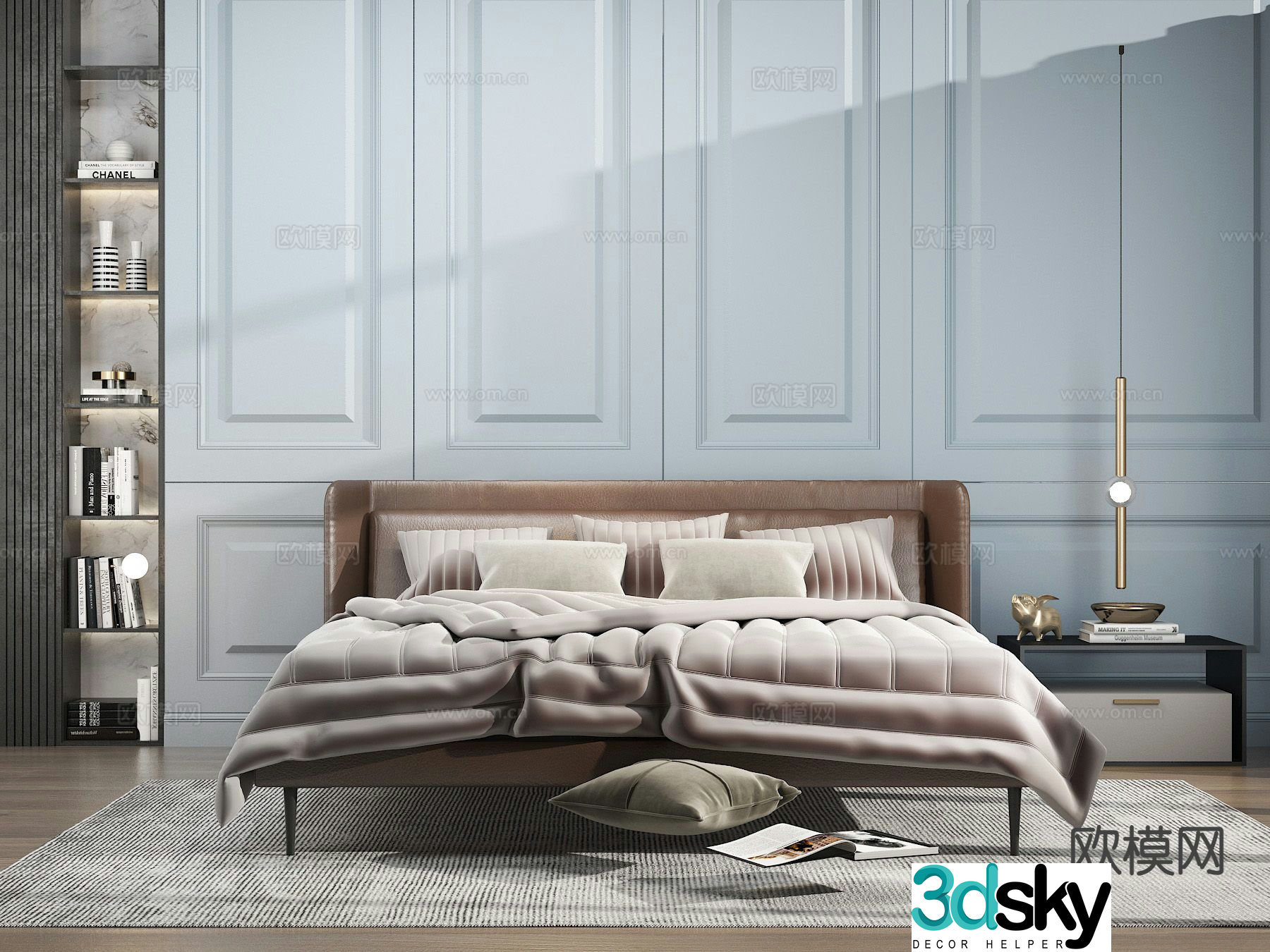 Modern double bed 3d model