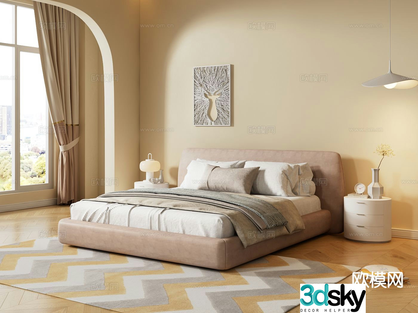 Modern double bed 3d model