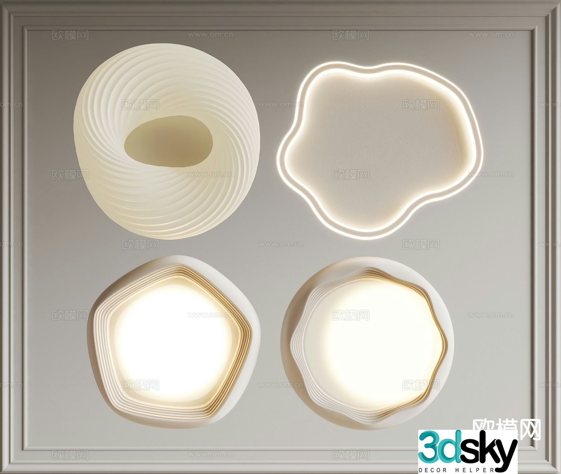 Creamy air ceiling lamp Bedroom ceiling lamp 3d model