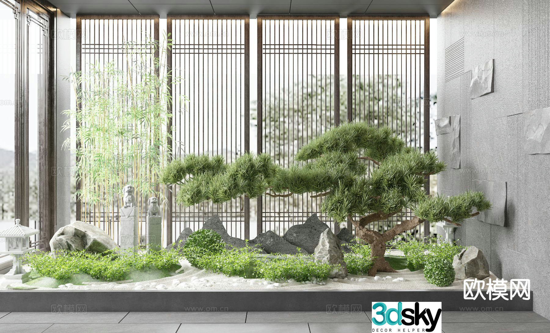 New Chinese style interior landscape interior landscaping 3D model