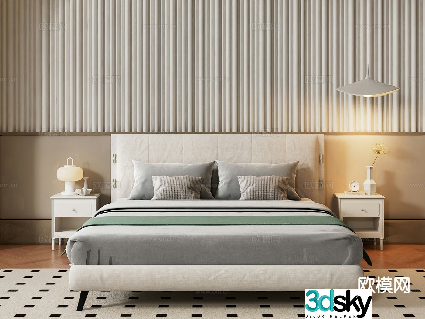 Modern double bed 3d model