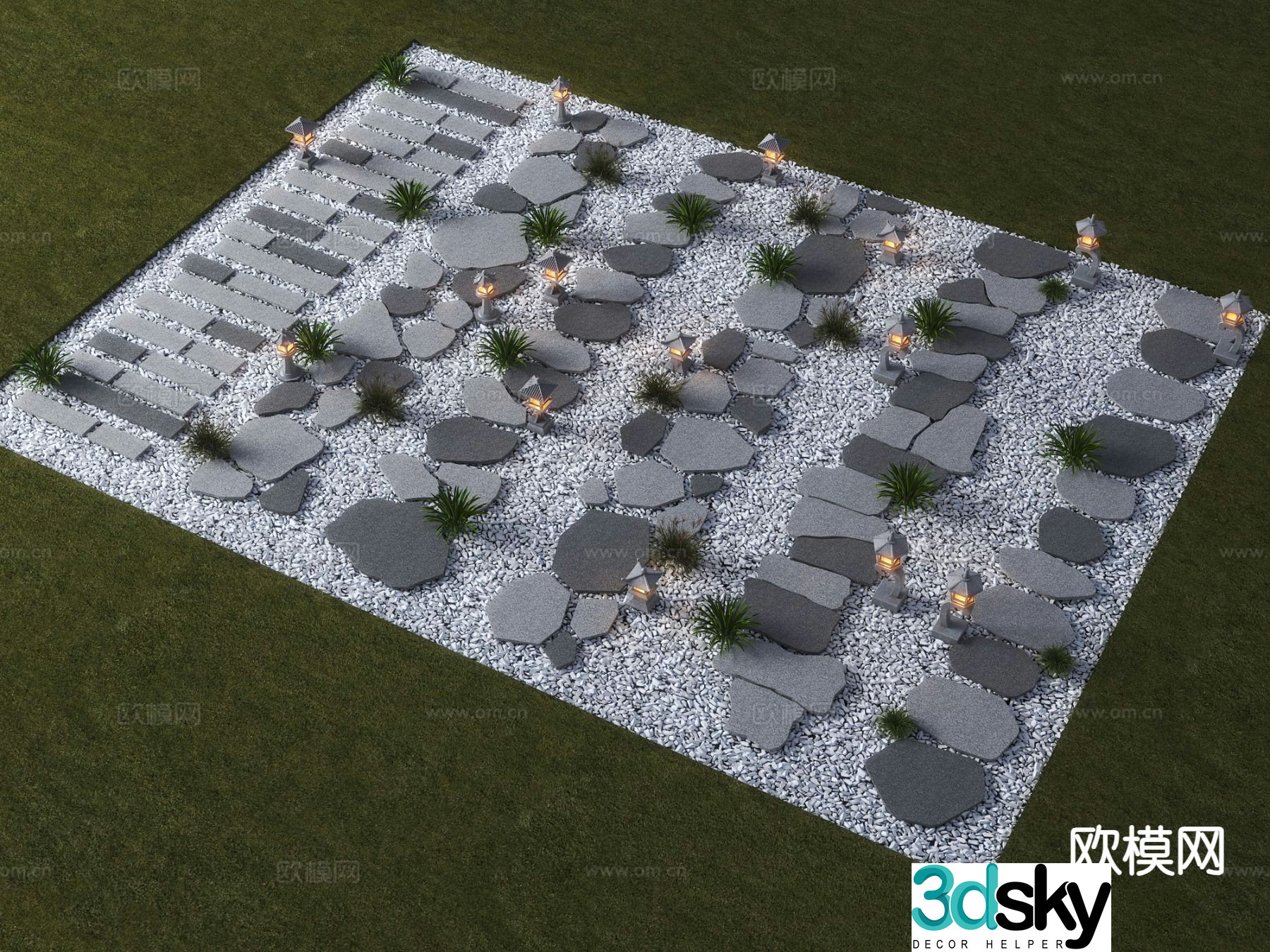 Old slate Tingbu sketch slate road tourist trail 3D model