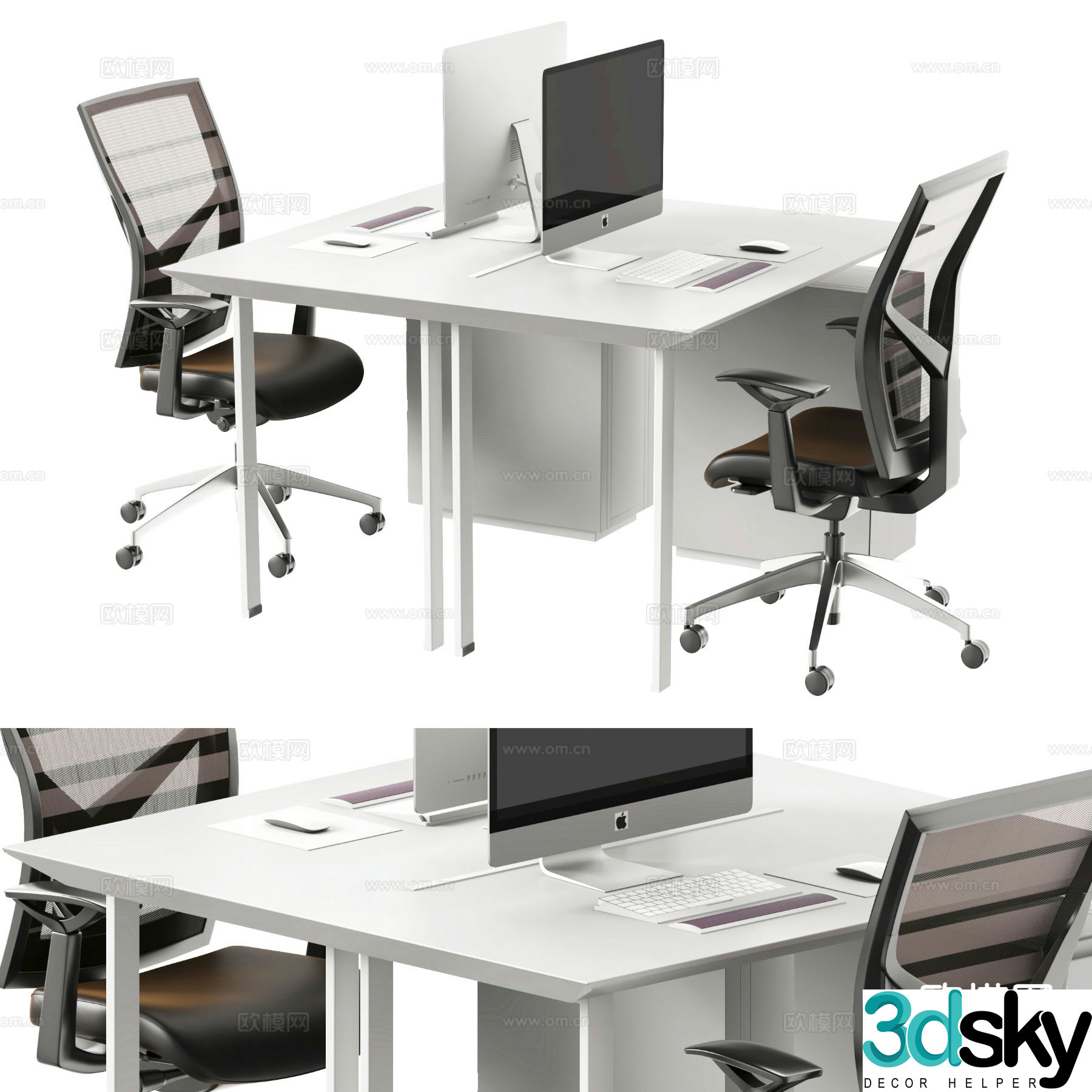 Card space desk workstation 3D model