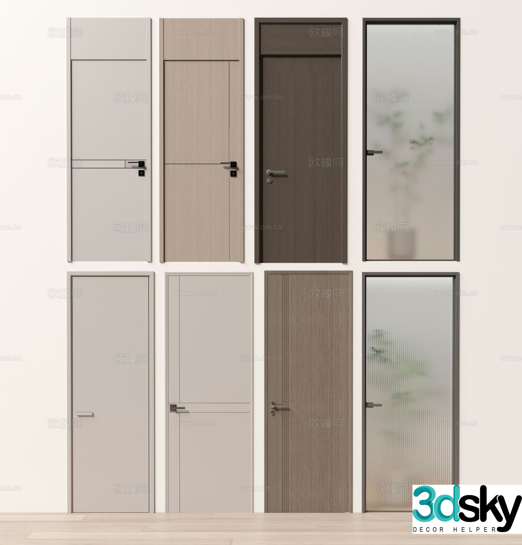 Door Changhong glass door swing door bedroom door 3d model