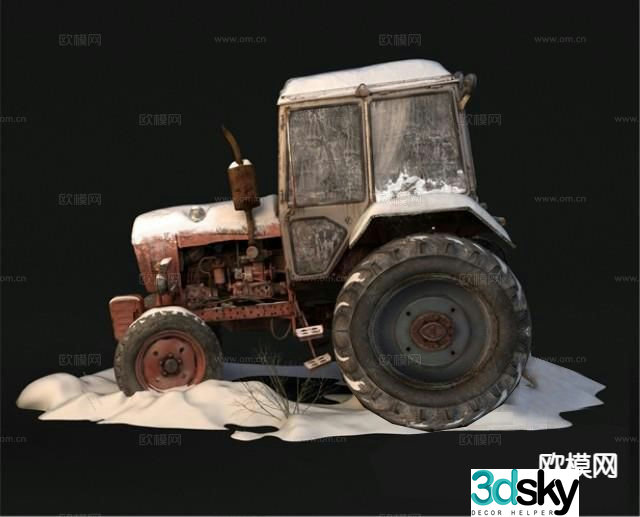 vintage tractor four wheeler 3d model