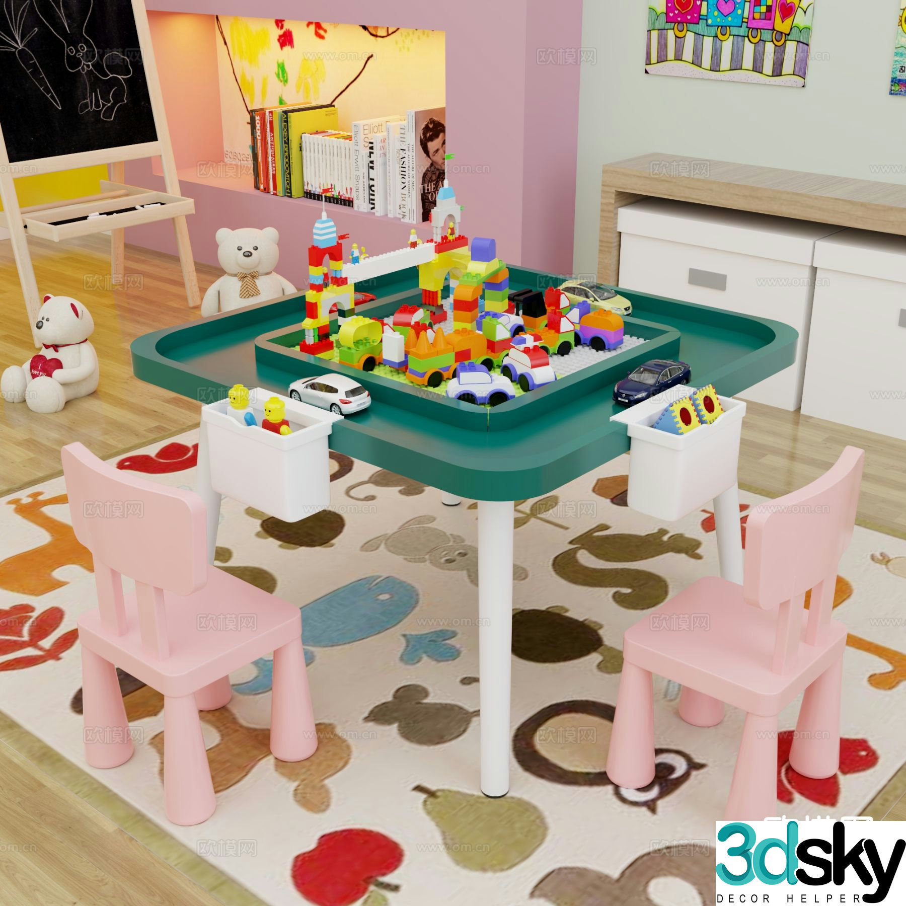 Children’s tables and chairs game tables and chairs 3d model