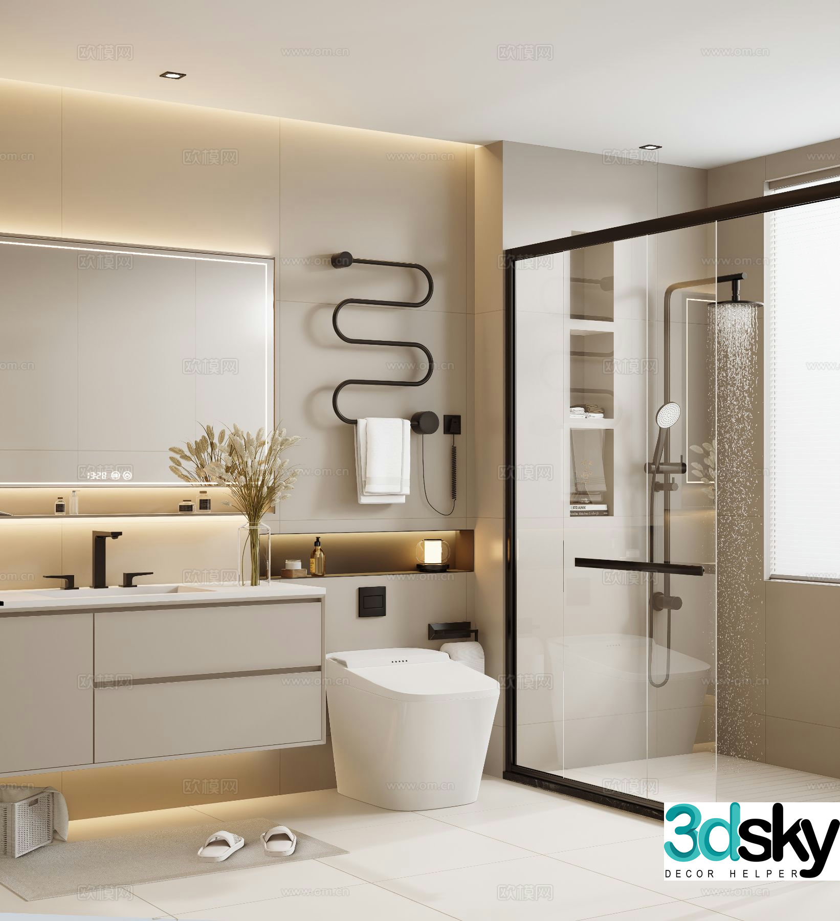 Creamy bathroom 3d model