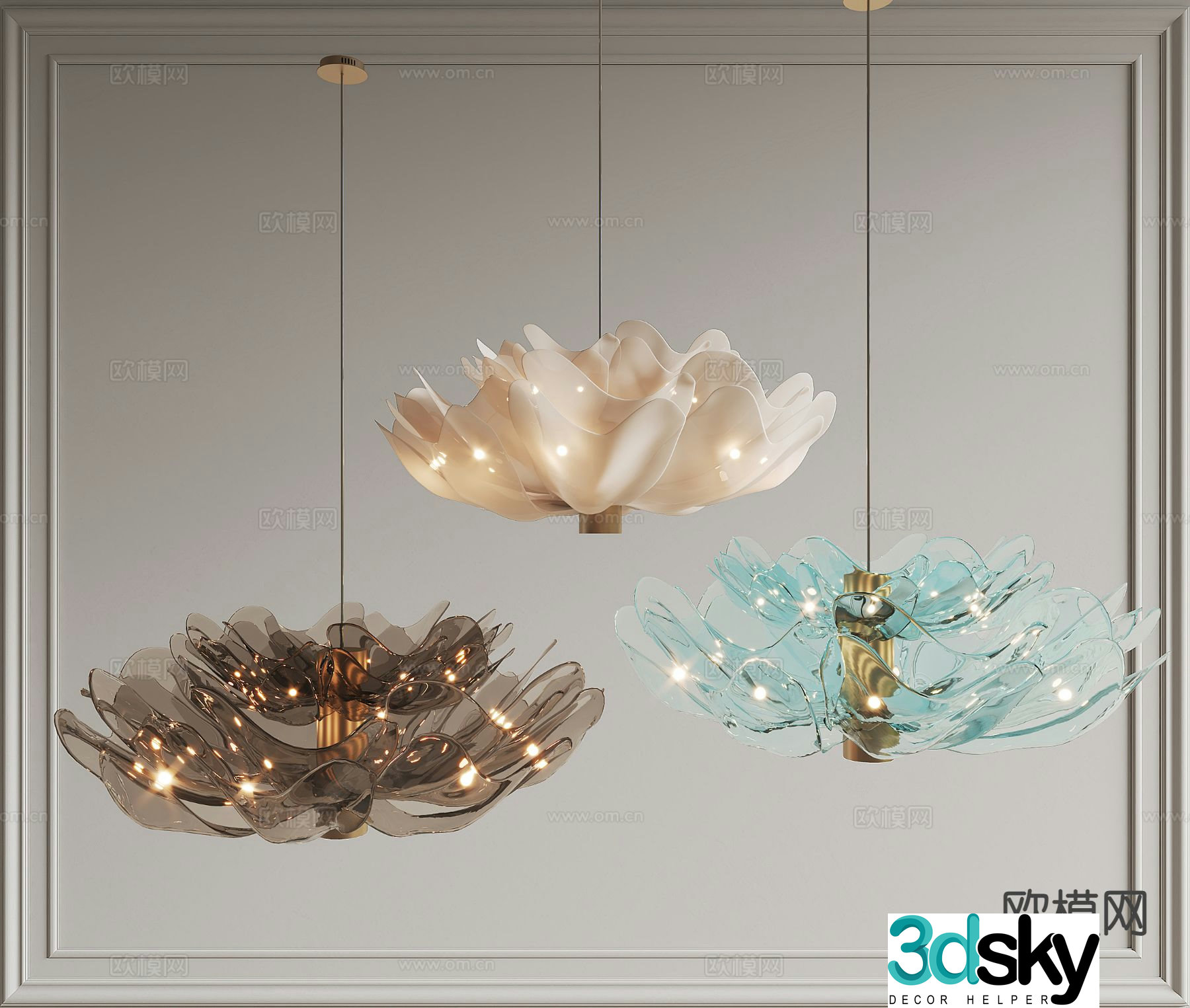 Flower chandelier glass chandelier 3d model