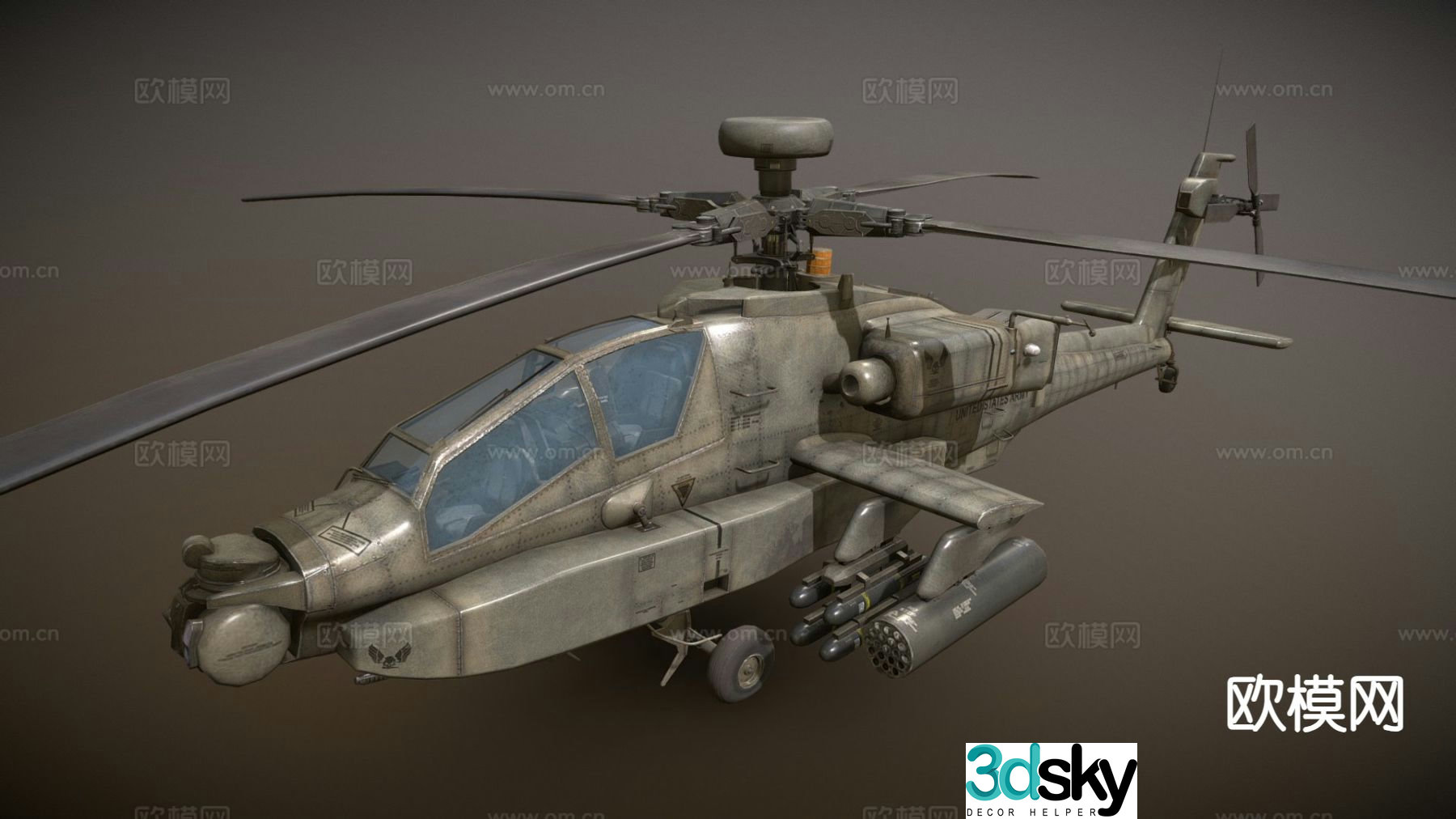 Combat helicopter 3d model