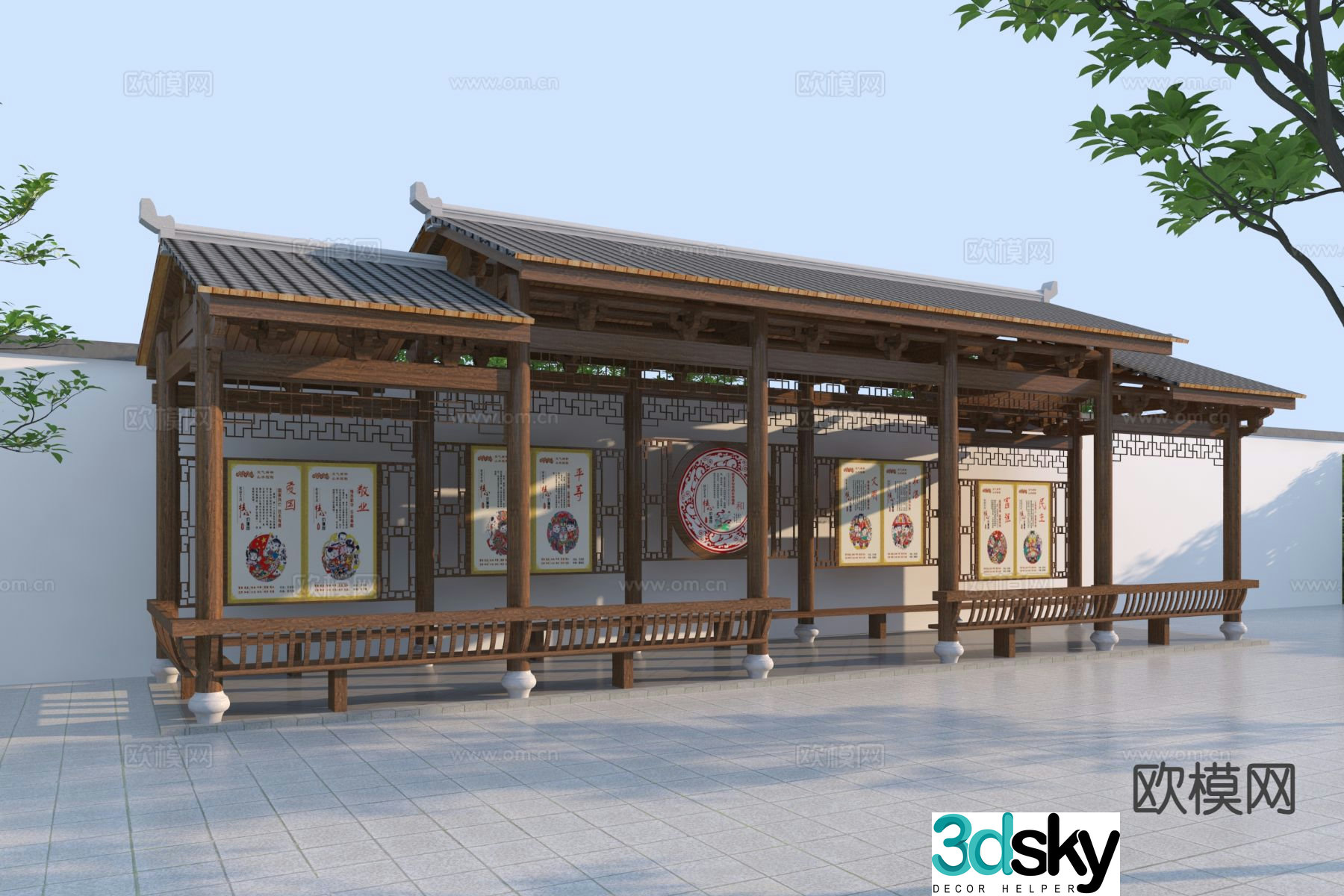 Chinese style gallery 3D model